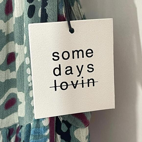 Somedays Lovin Women’s Size XS Blue Multi Liar Liar Printed Casual Maxi Dress - Picture 4 of 12